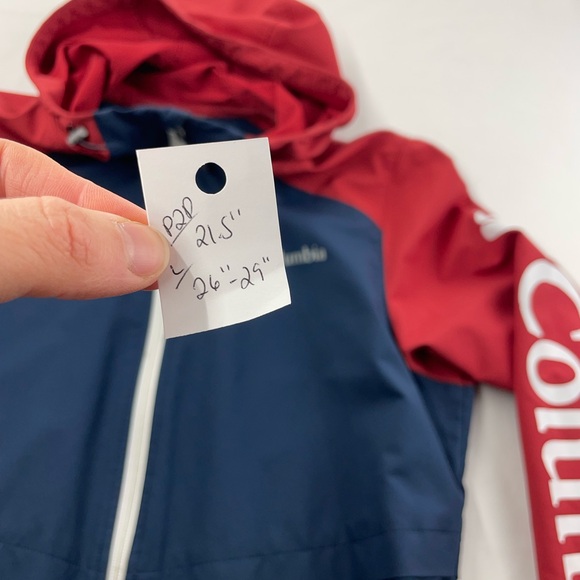 Columbia Lightweight Jacket Water Resistant Mens Small or Womens Medium Red Blue - Picture 6 of 9